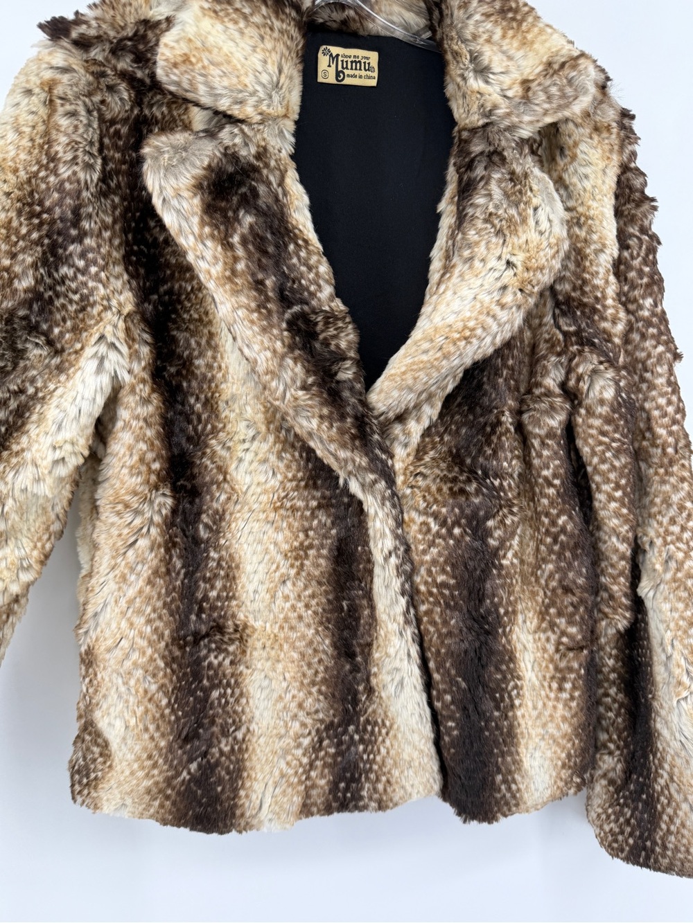 Show Me Your Mumu Mob Wife Boho Glam Whimsigoth Brown Faux Fur Crop Jacket S - Picture 6 of 13